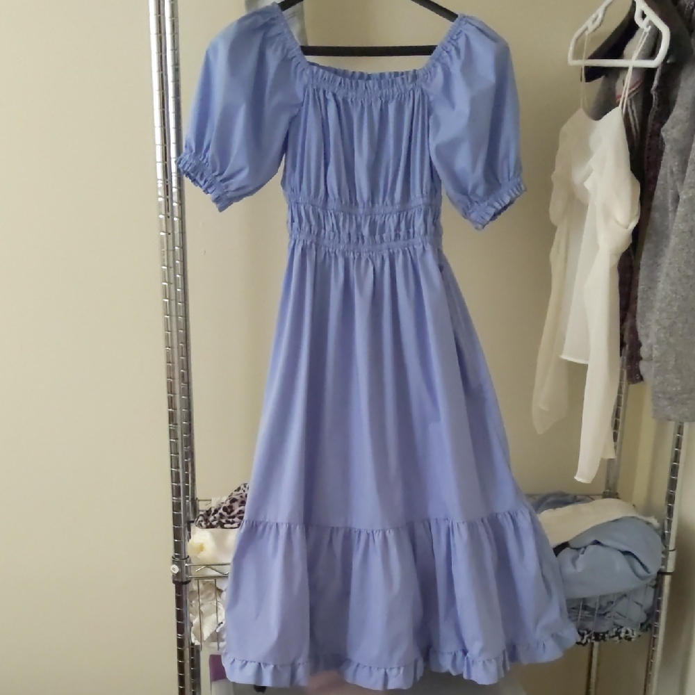 Light Blue Puff Sleeve Dress